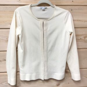 NWOT Pendleton Wool Blend Cardigan Pearl Trim Sz M